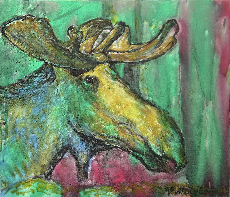 Moose Painting - Portrait of Moose by Vibeke Moldberg Moose Painting - Portrait of Moose by Vibeke Moldberg