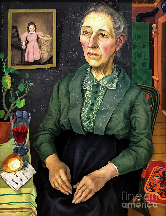 Portrait of My Mother by Rudolf Wacker 1926 Painting by Rudolf Wacker