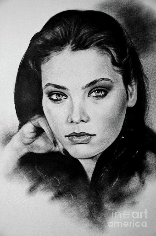 Portrait of Ornella Muti Drawing by David Manakyan