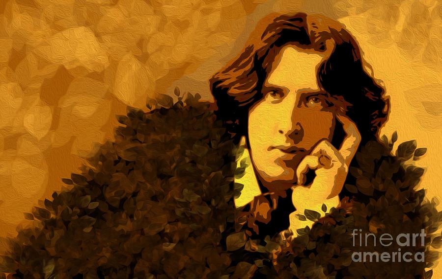 Portrait of Oscar Wilde in gold Painting by Alexandra Arts