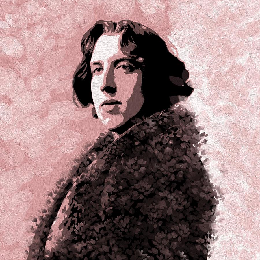 Portrait of Oscar Wilde in pink Painting by Alexandra Arts