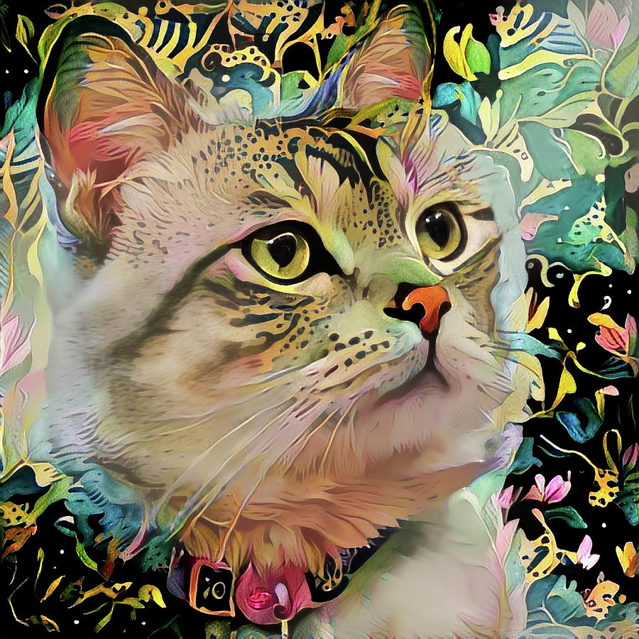Portrait of Petunia the Girly Kitty Cat Digital Art by Peggy Collins