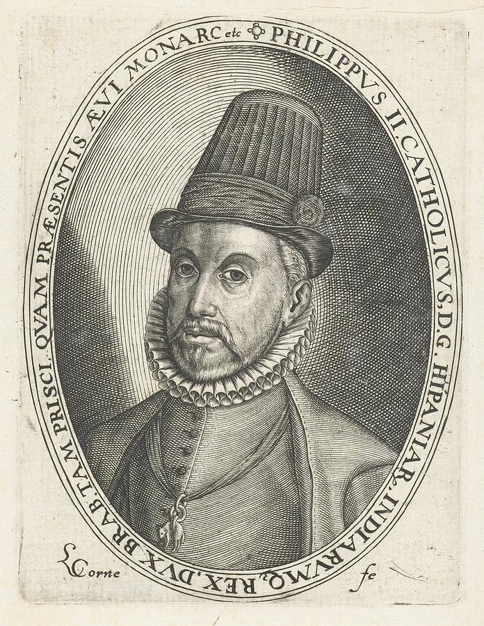 Portrait of Philip II, King of Spain, Lambert Cornelisz., C. 1593 Painting by MotionAge Designs