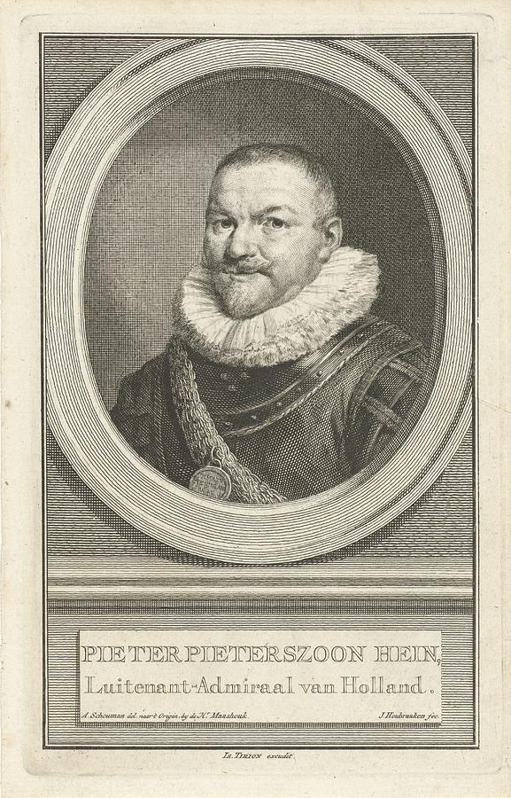 Portrait of Pieter Pietersz. Heyn, Jacob Houbraken, after Aert Schouman, Painting by MotionAge Designs
