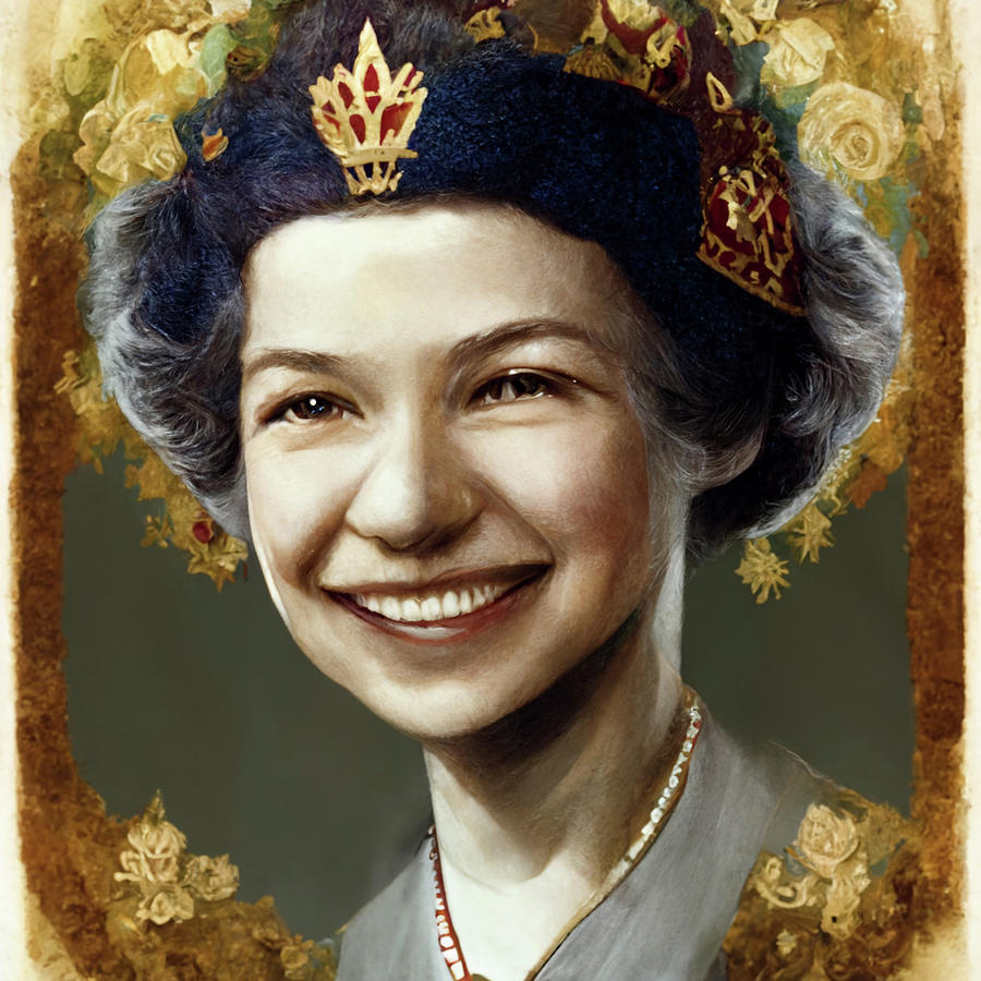 Portrait of Queen Elizabeth II illustration No 035 by Asar Studios ...