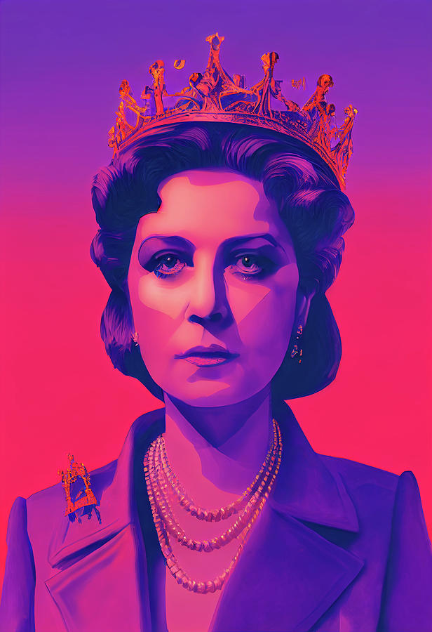 Portrait Of Queen Elizabeth II Illustration No 044  By Asar Studios Painting