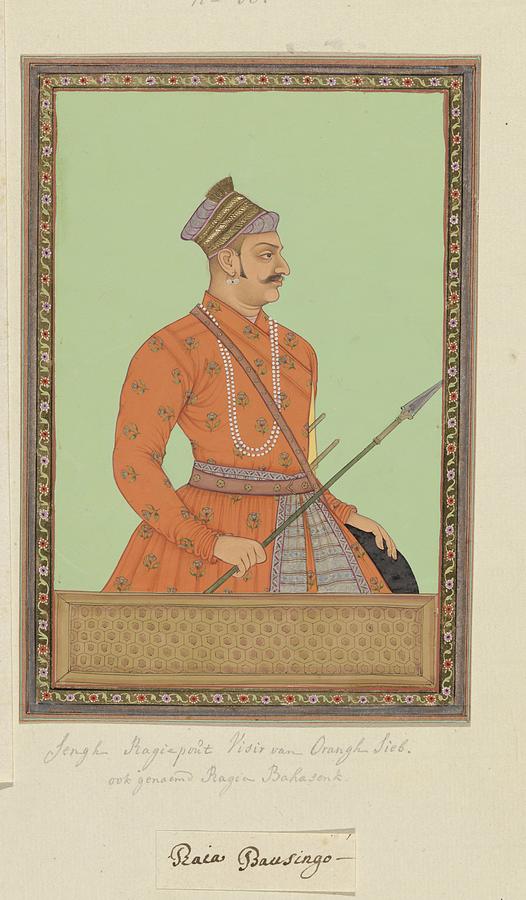 Portrait of Raja Bhao Sing Rajput, who has been the Aurangzeb visor, anonymous, c. 1686 Painting by Artistic Rifki