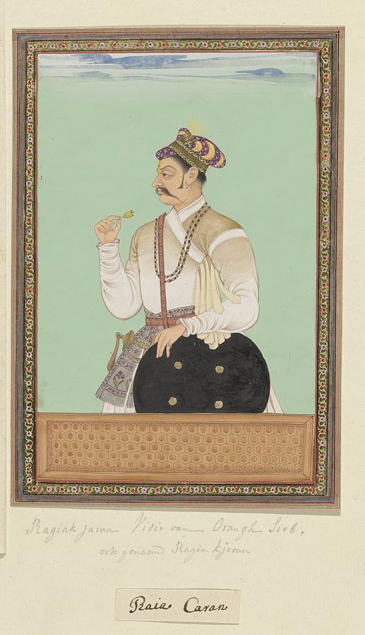 Portrait of Raja Karan, who has been Aurangzebs sight, anonymous, c. 1686 Painting by Artistic Rifki