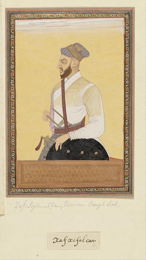 Portrait of Saf-shikan Khan who has been Aurangzebs sight, anonymous, c. 1686 Painting by Artistic Rifki