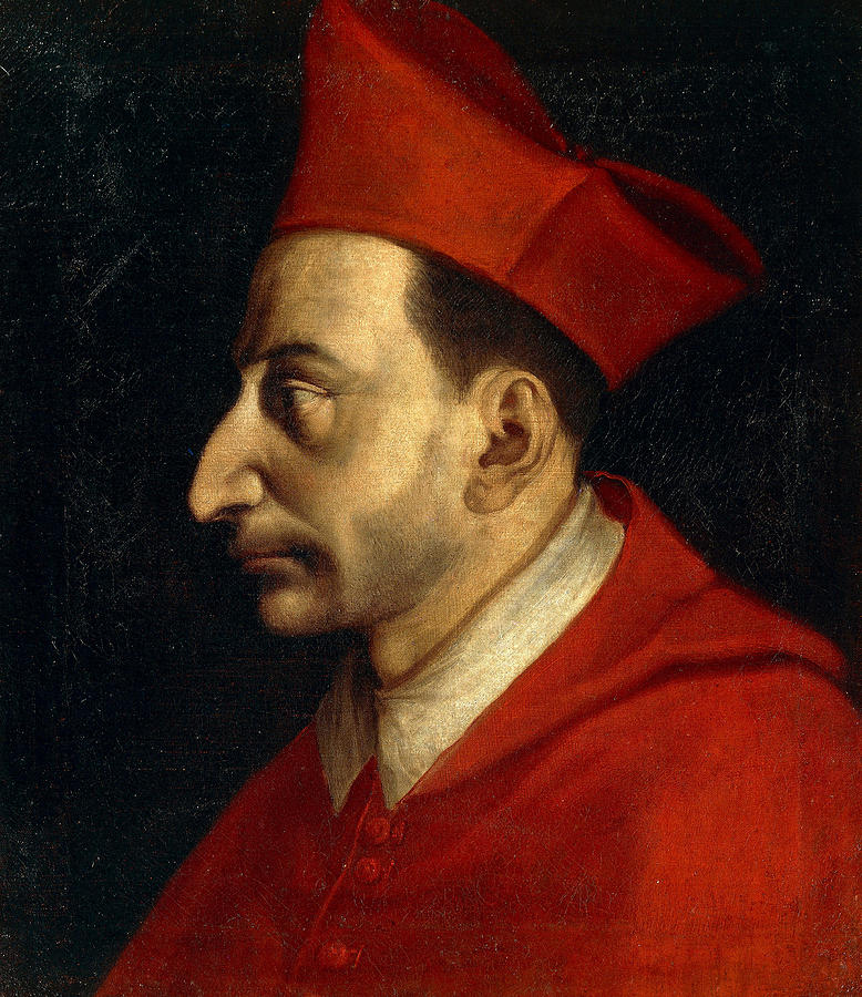 Portrait Painting - Portrait of Saint Charles Borromeo  by Giovanni Ambrogio Figino
