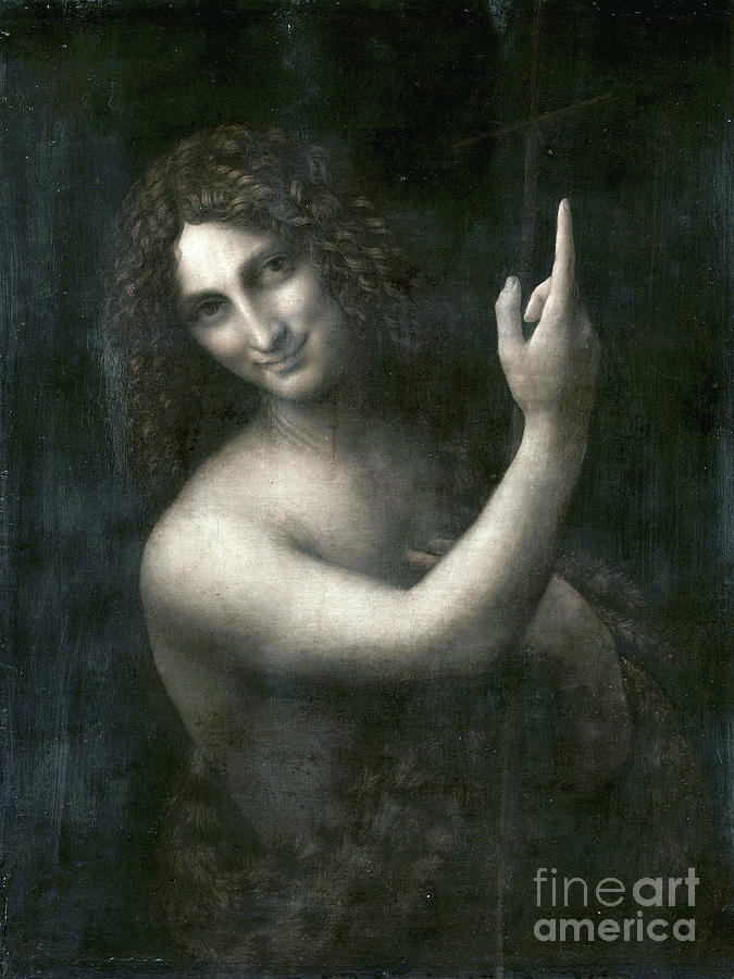 Portrait of St. John the Baptist by Leonardo Da Vinci Painting by