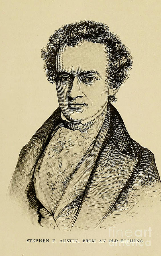 Portrait of Stephen F. Austin w4 Drawing by Historic Illustrations