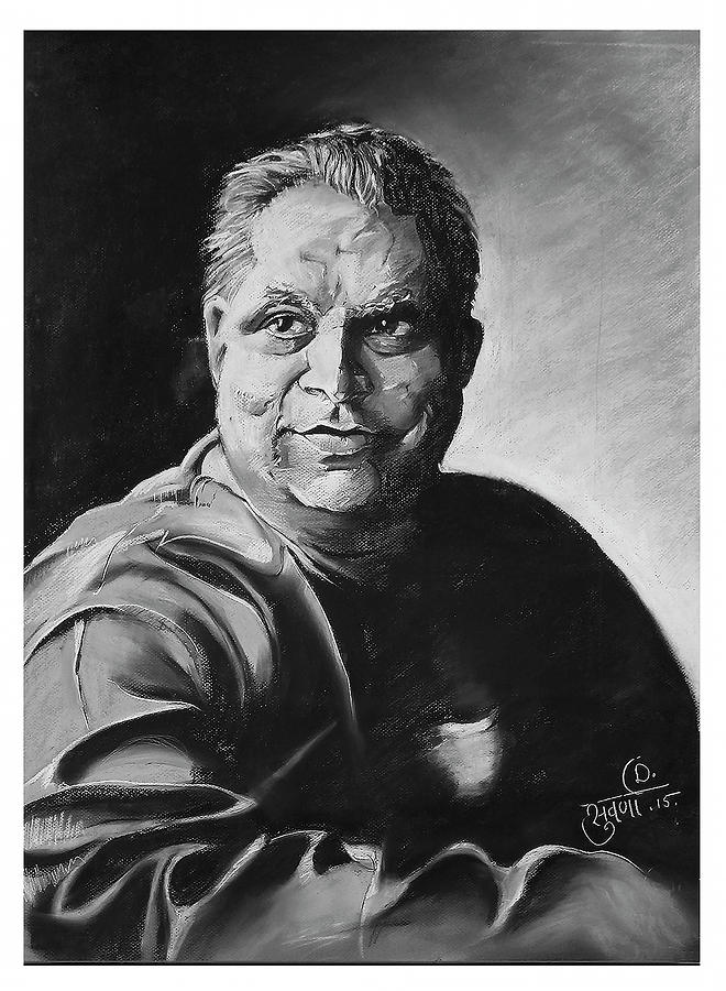 Portrait of Suresh Bhatt Drawing by Suvarna Dheringe - Pixels