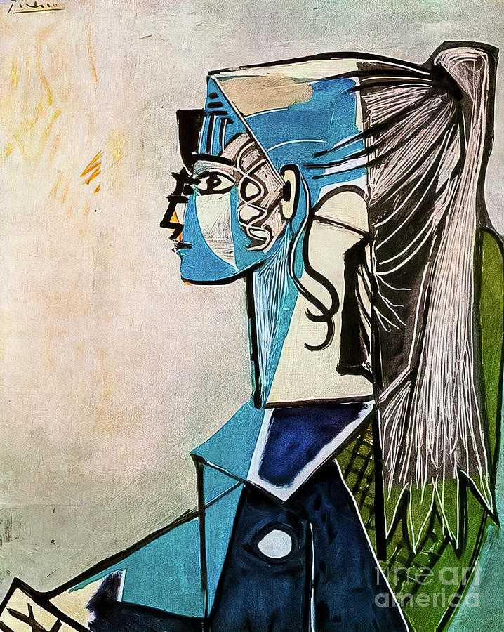 Portrait of Sylvette David on a Green Chair by Pablo Picasso 195 Painting by Pablo Picasso