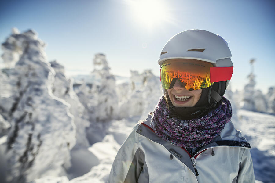 Portrait of teenage girl skiing on sunny winter day Photograph by Imgorthand