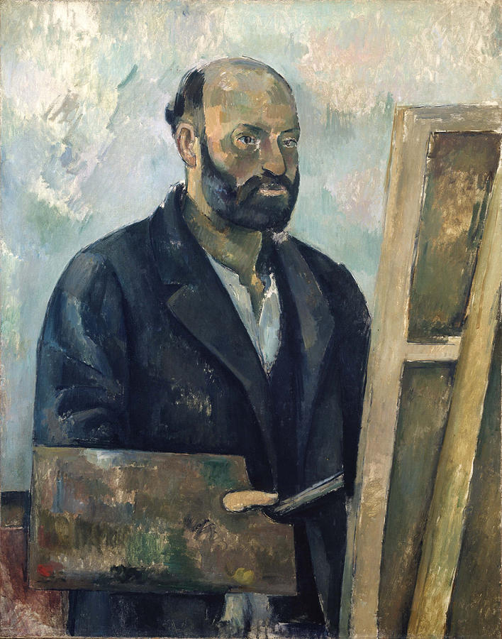 Portrait of the artist with a palette Painting by Paul Cezanne