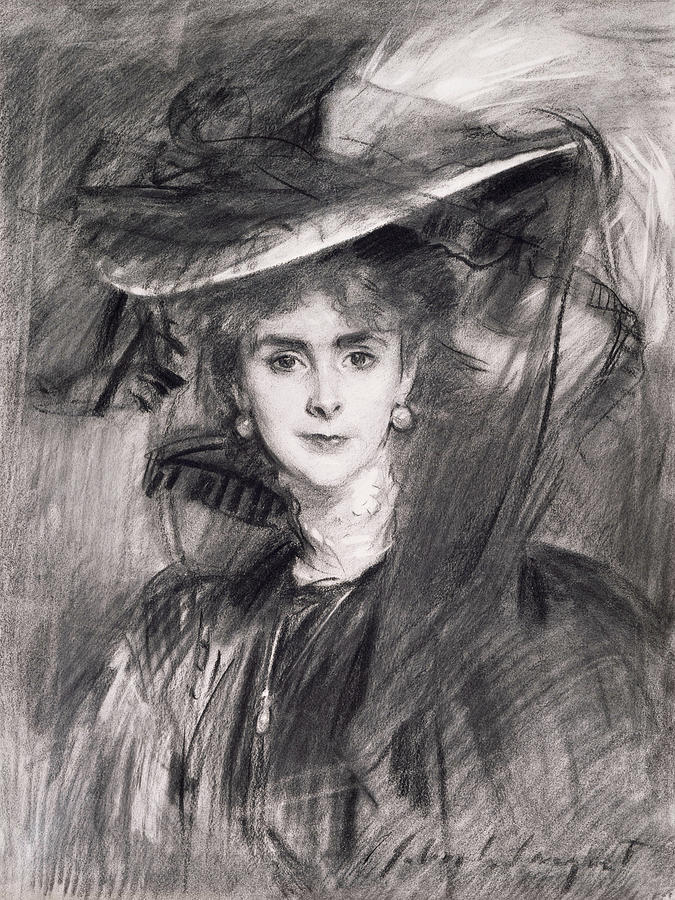 John Singer Sargent Drawing - Portrait of the Baroness de Meyer by John Singer Sargent