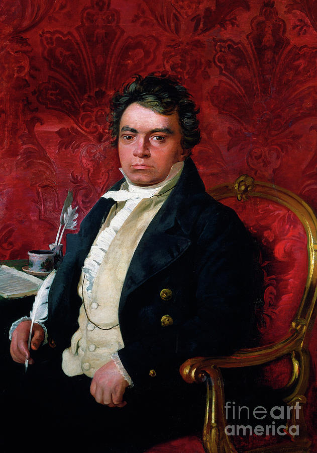 Portrait of the composer Ludwig van Beethoven Painting by German School