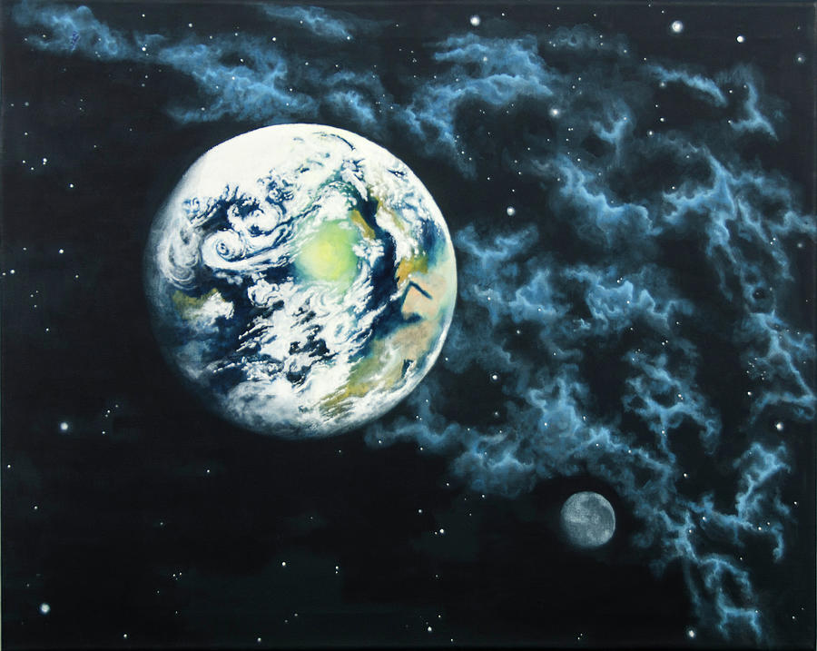 the moon and the earth painting