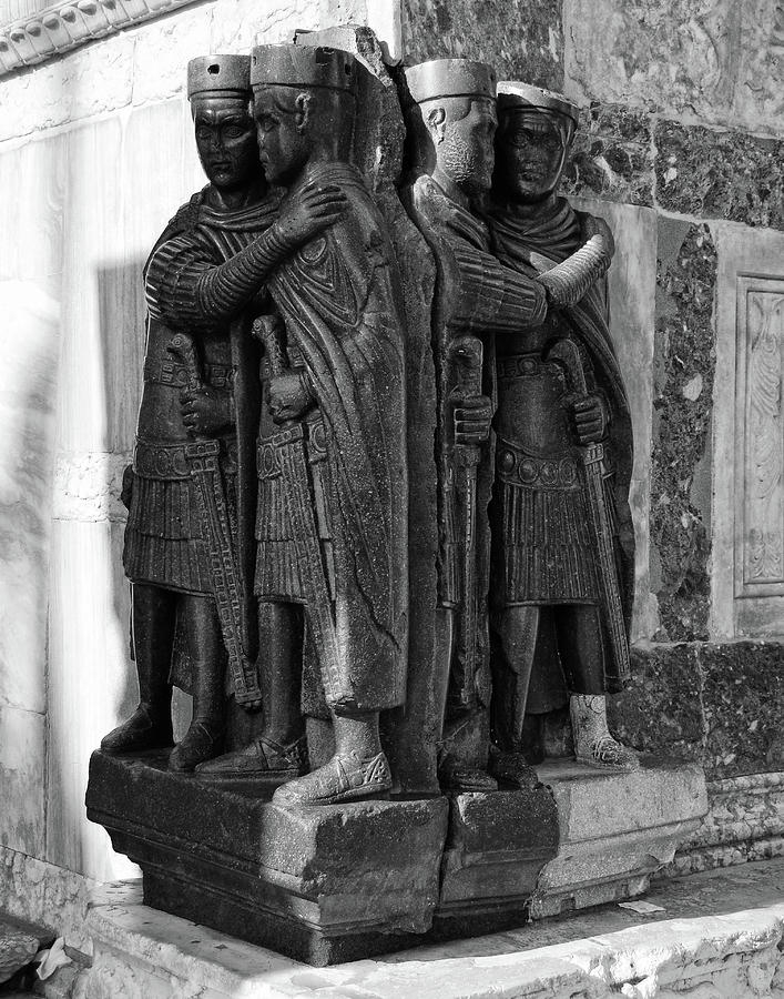 Portrait of the Four Tetrarchs St. Marks Basilica Venice Italy Black and White Photograph by Shawn OBrien