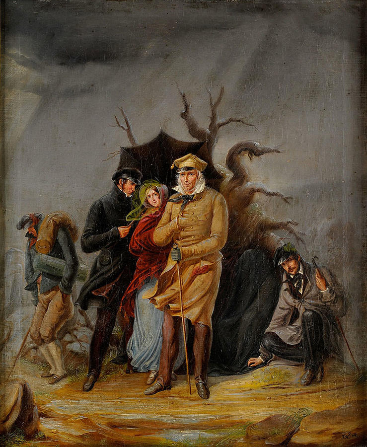 Portrait Painting -  Portrait of the Kummer-Hossfeld Family by Johann Friedrich Hossfeld, 1844, oil on canvas, 37.8 x 31 by Johann Friedrich Hossfeld