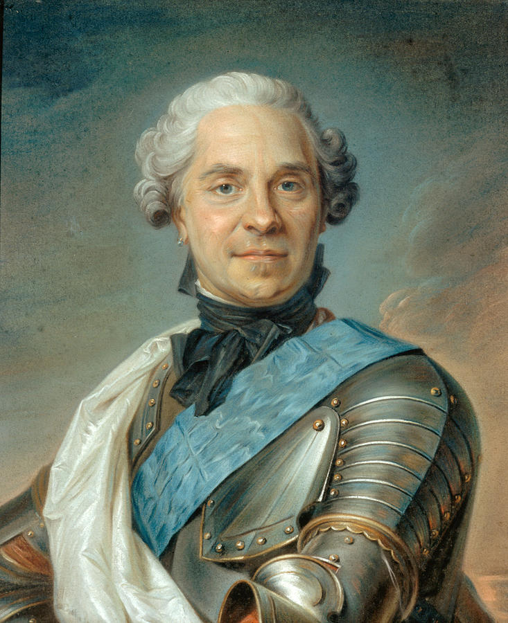 Portrait of the Marshal of Saxony Pastel by Maurice Quentin de La Tour