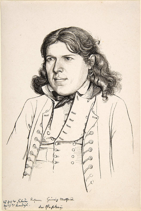 Portrait of the Postillion Johann Heinrich Matheis Drawing by Gerhardt Wilhelm von Reutern