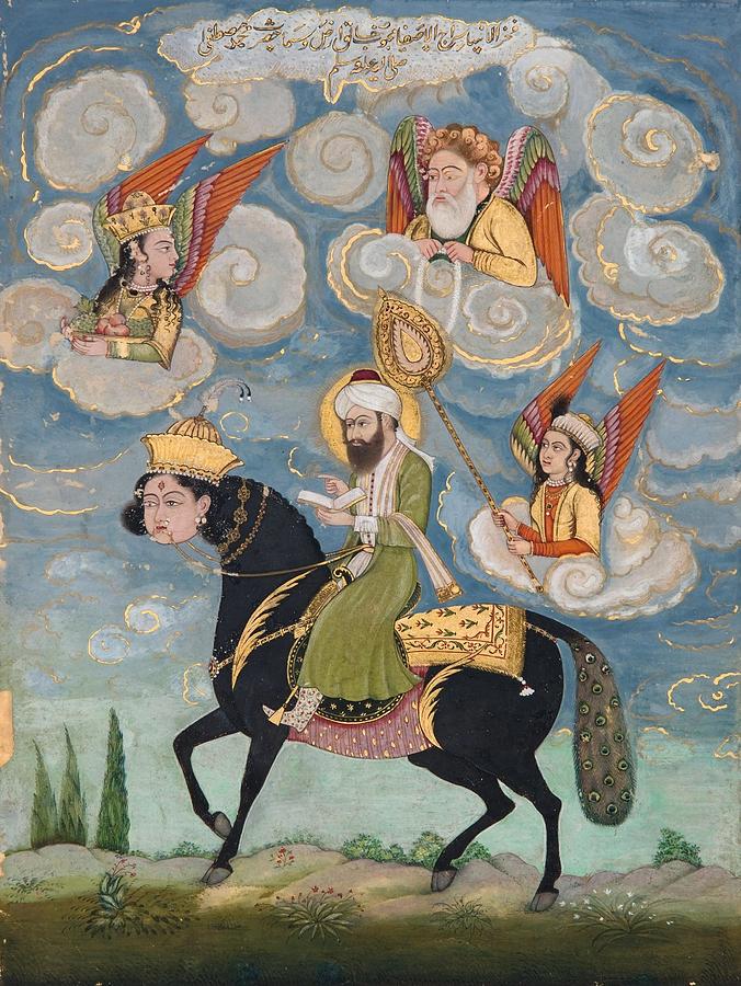 Portrait of the Prophet Muhammad riding the buraq steed Painting by ...