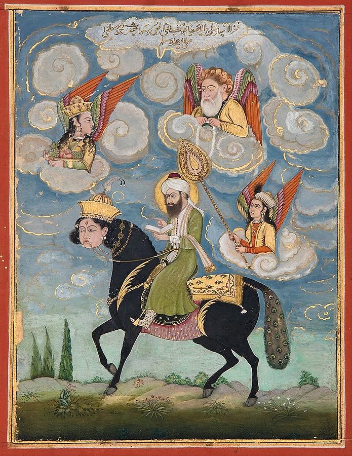 Portrait of the Prophet Muhammad riding the buraq steed Photograph by Paul Fearn
