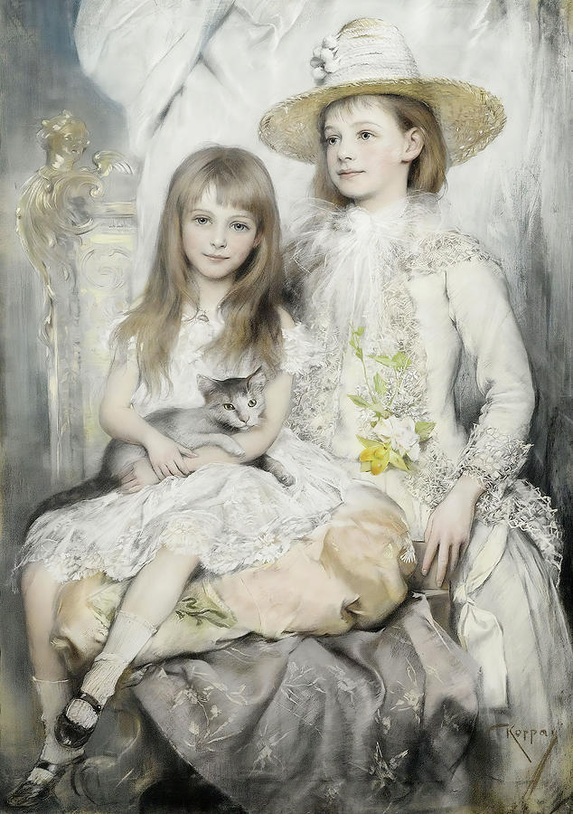 Portrait Of Two Girls Painting