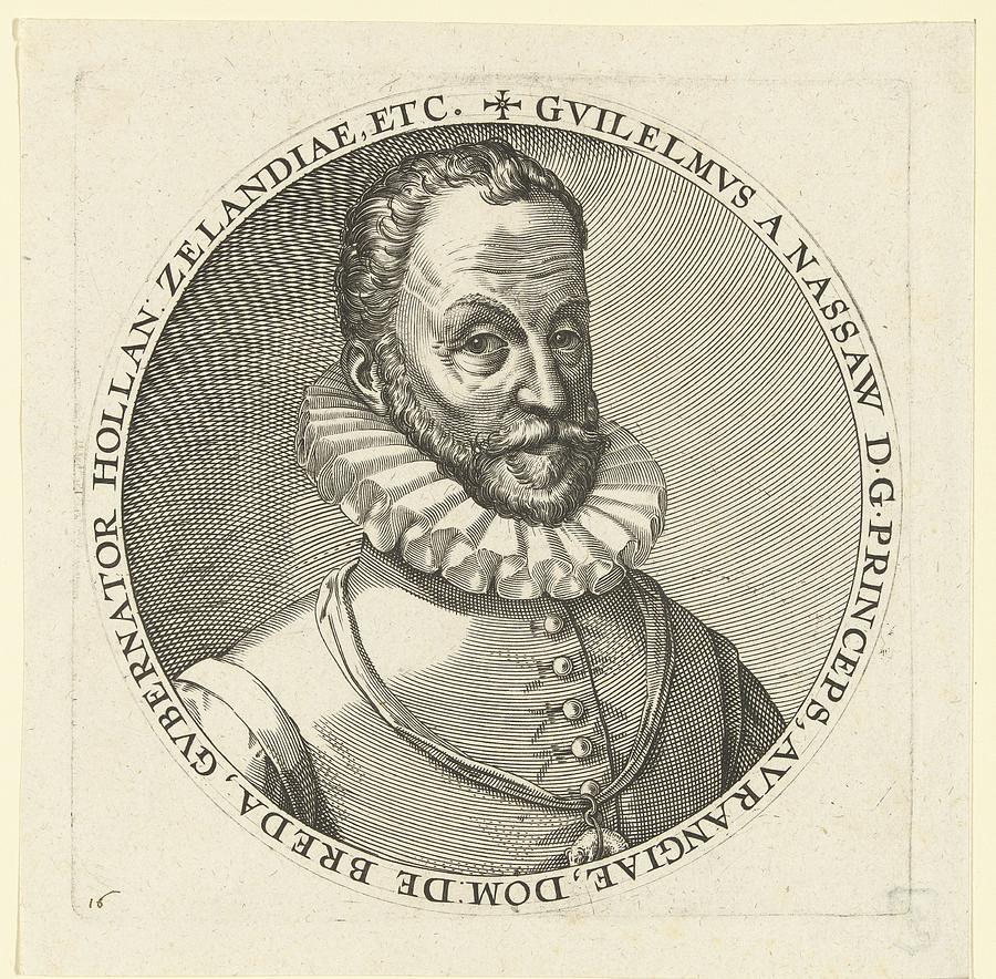 Portrait of Willem I, Prince of Orange, anonymous, after Frans Hogenberg, 1603 Painting by MotionAge Designs