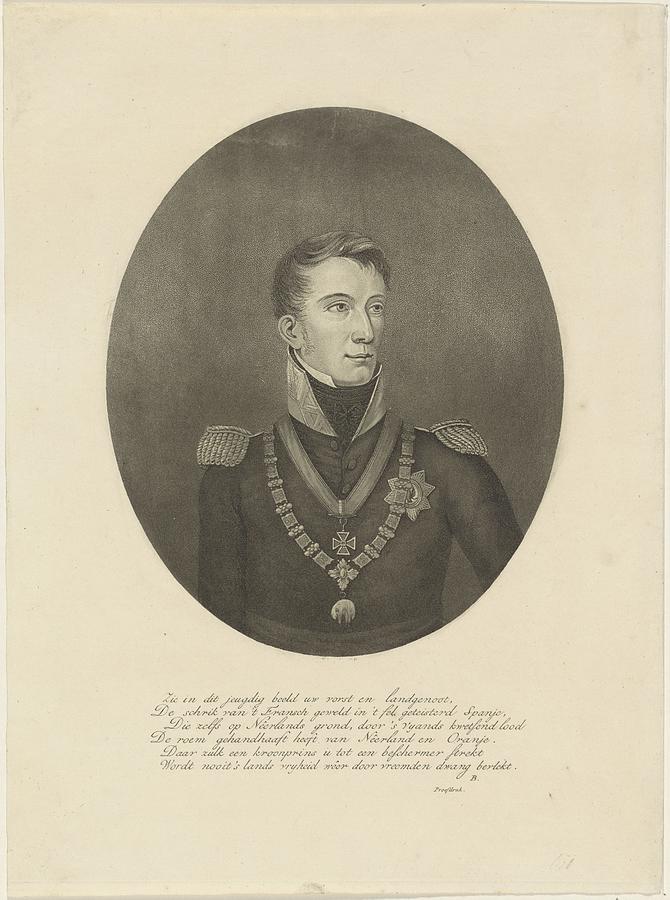 Portrait of Willem II, king of the Netherlands, Willem Hendrik Hoogkamer, 1814 Painting by MotionAge Designs