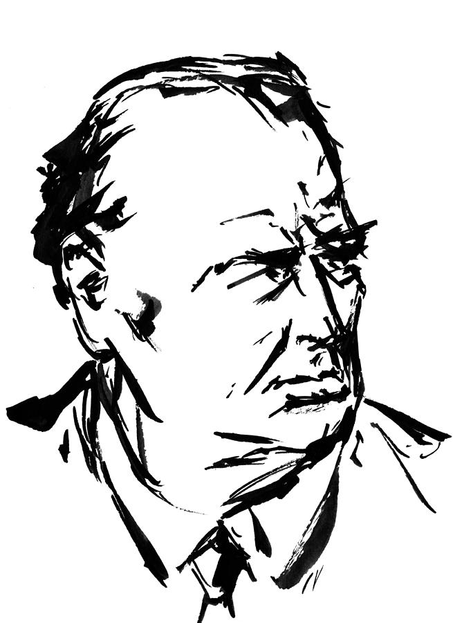 Portrait of Winston Churchill Drawing by Romanvs Moses - Fine Art America