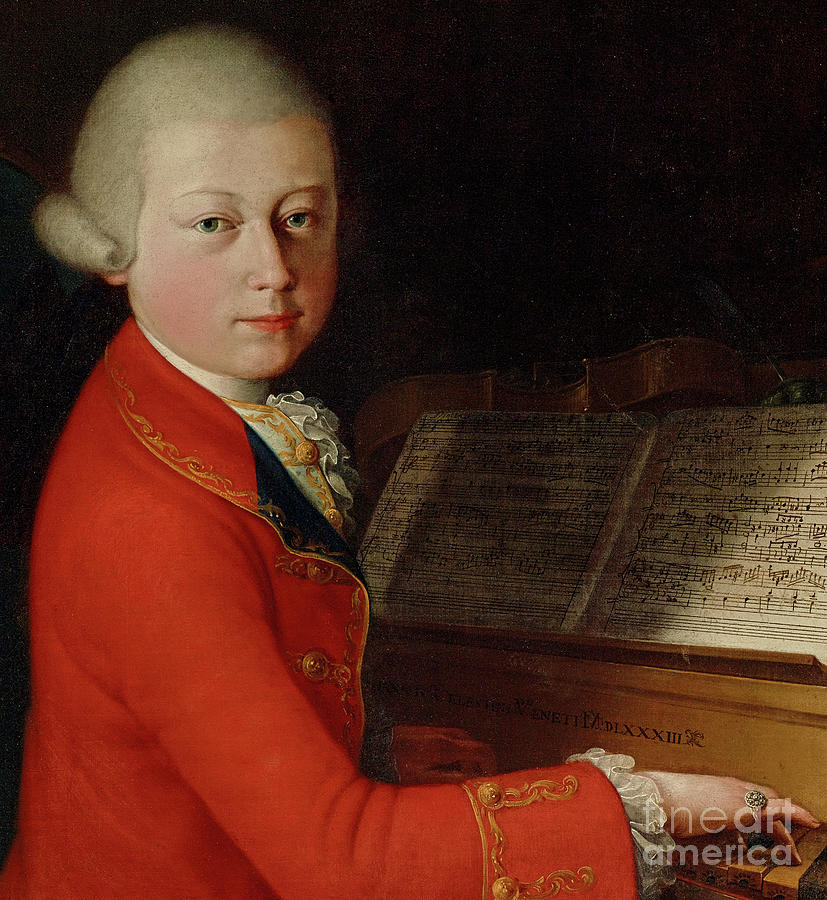 Portrait of Wolfgang Amadeus Mozart aged 13, in Verona, 1770 Painting by Giambettino Cignaroli