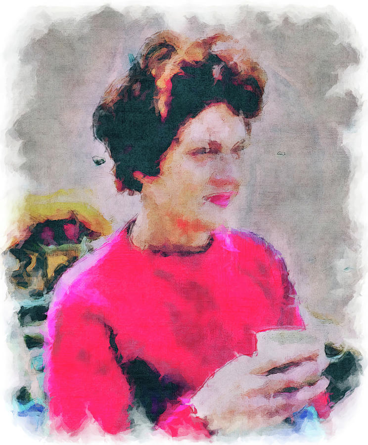 Portrait of woman with cup Digital Art by Cathy Anderson