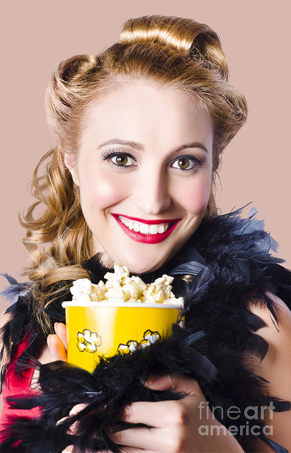 Portrait of woman with popcorn Photograph by Jorgo Photography