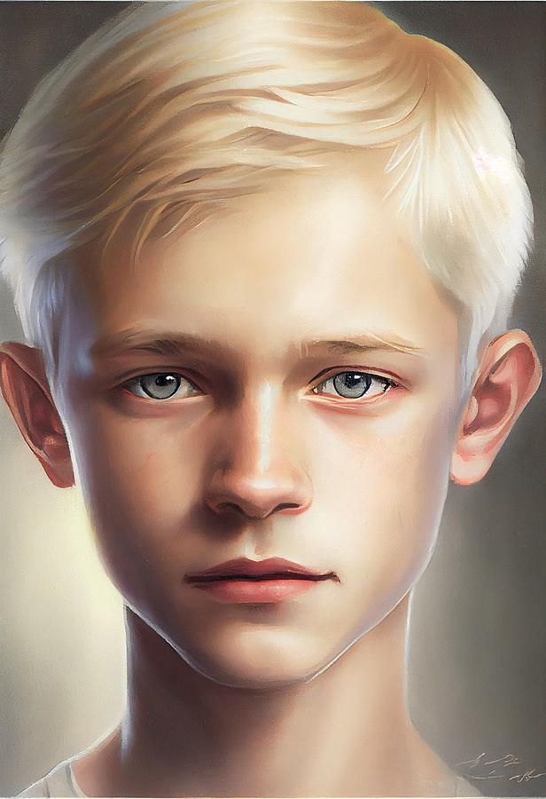 portrait  of   year      old  boy  with  slender  by Asar Studios Digital Art