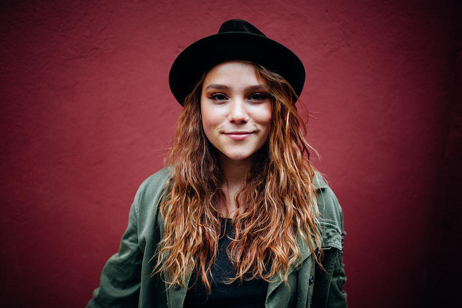 Portrait of young woman with hat Photograph by Counter