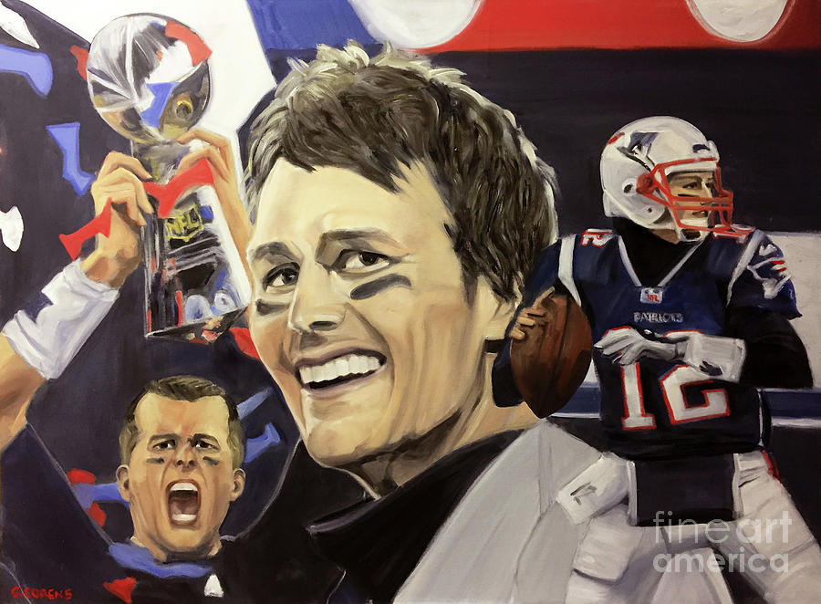 Portrait Painting of American Football Champion Superstar Tom Brady  Painting by Greta Corens