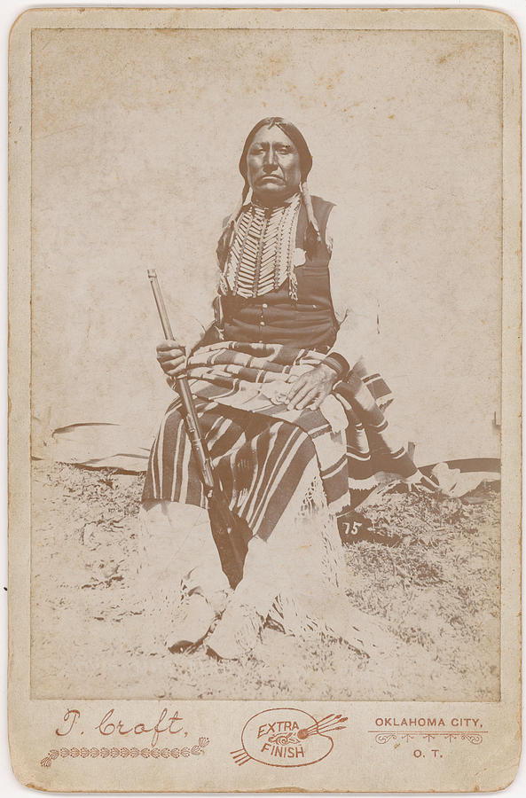 Portrait Photograph Of Chief Hummingbird Of The Kiowa Photographed In The Field By Thomas Croft Painting