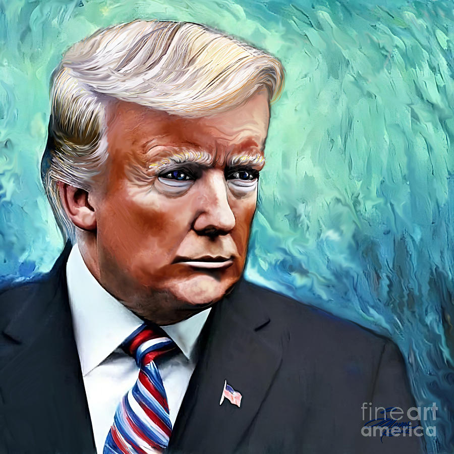 Portrait President Donald J Trump Digital Art by Stacey Mayer