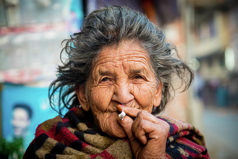 Portrait Photograph - Portrait Smoking Nepalese Woman by Ellis Peeters Portrait Photograph - Portrait Smoking Nepalese Woman by Ellis Peeters