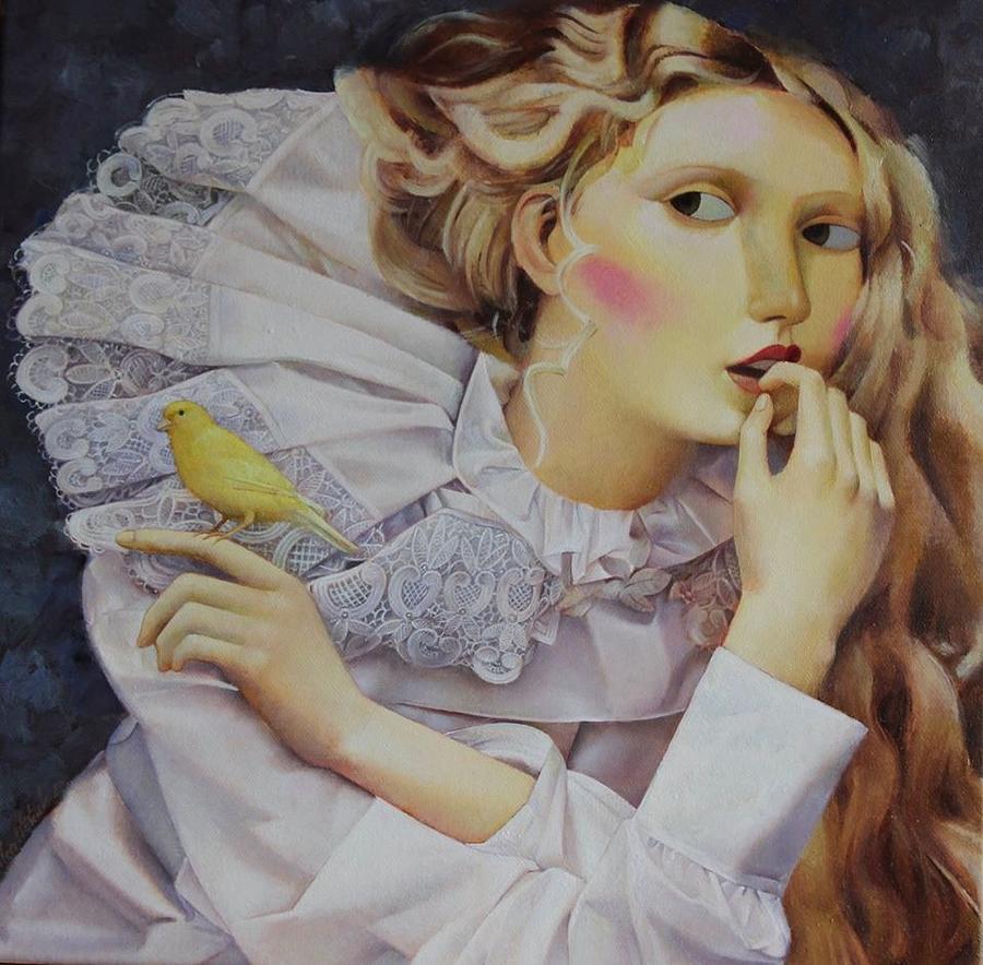 Portrait With Canary Painting by Aleksandr Mihaltchuk - Fine Art America