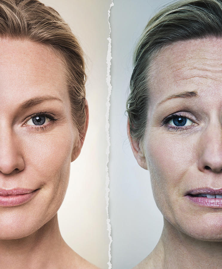 Portraits of happy and stressed woman, side by side Photograph by Dimitri Otis