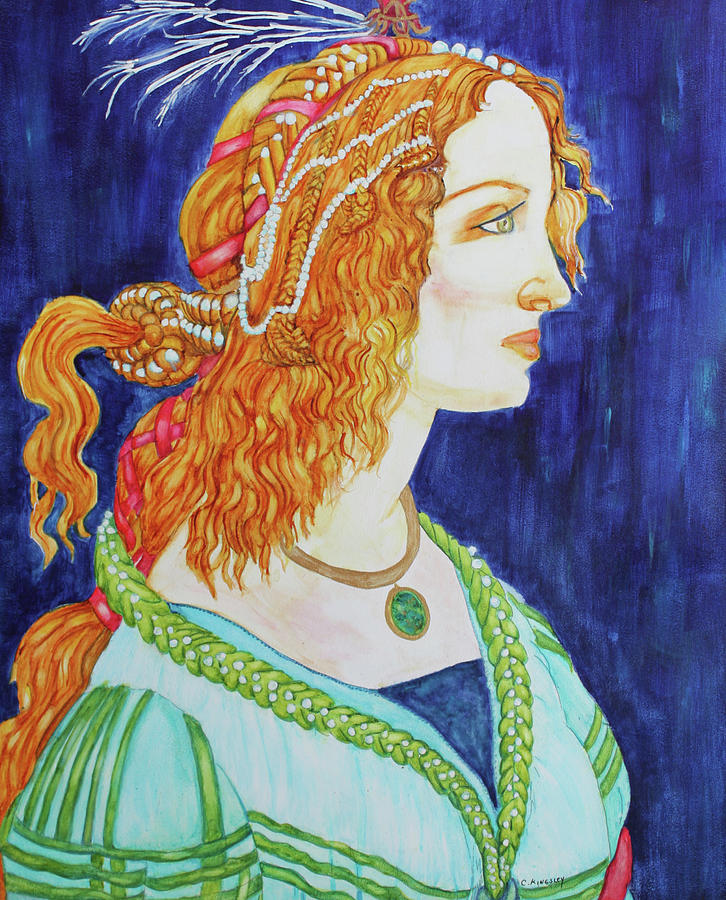 Portrait of Young Woman, After Botticelli Painting by Christiane Kingsley