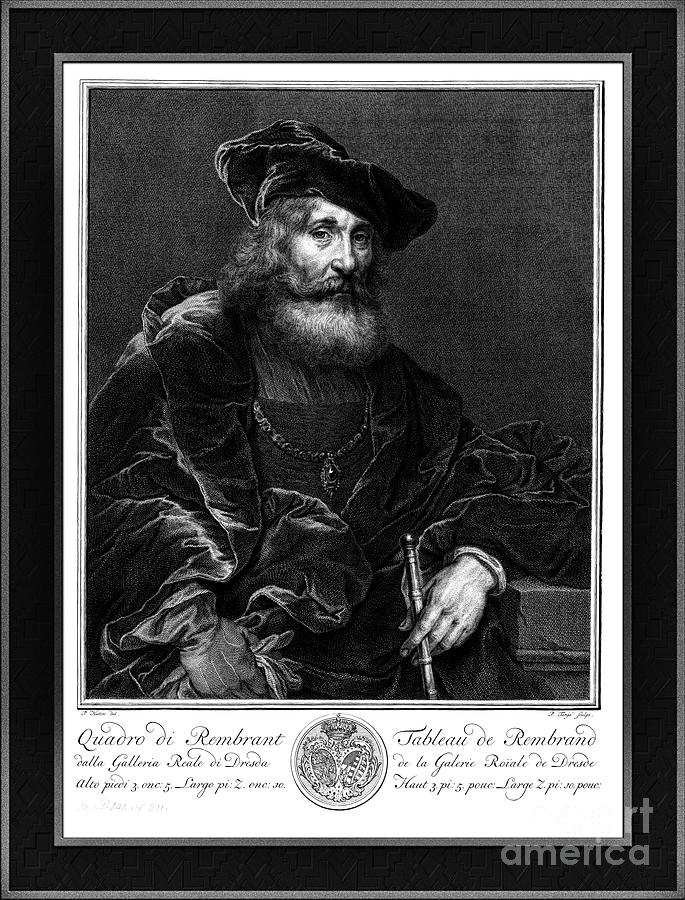 Portret Van Een Bebaarde Man by Pieter Tanje Classical Xzendor7 Old Masters Reproductions Drawing by Rolando Burbon
