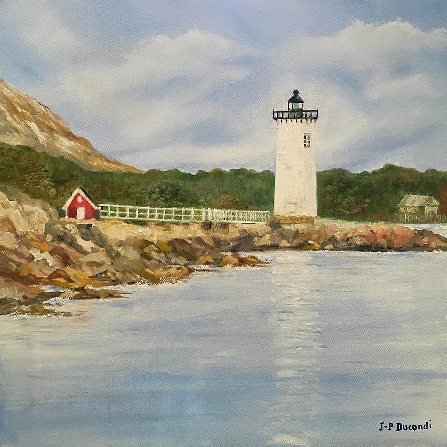 Portsmouth Harbor Lighthouse - Oil on Canvas Painting by Jean-Pierre Ducondi