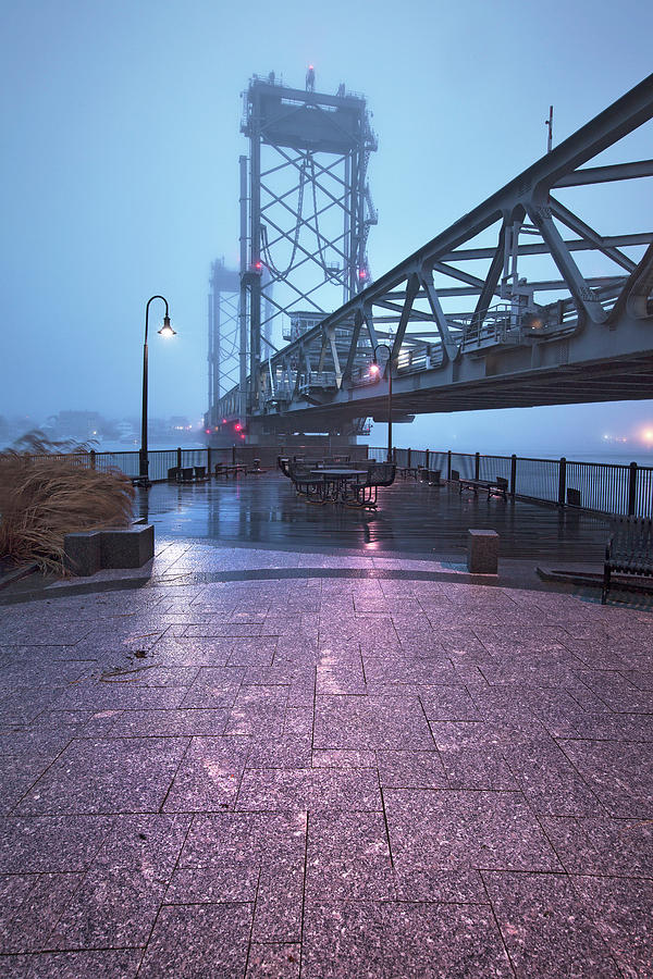 Portsmouth Memorial Bridge in Fog Photograph by Eric Gendron