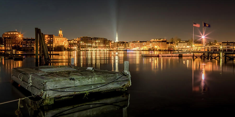 Portsmouth Skyline At Night Photograph by Jeff Sinon
