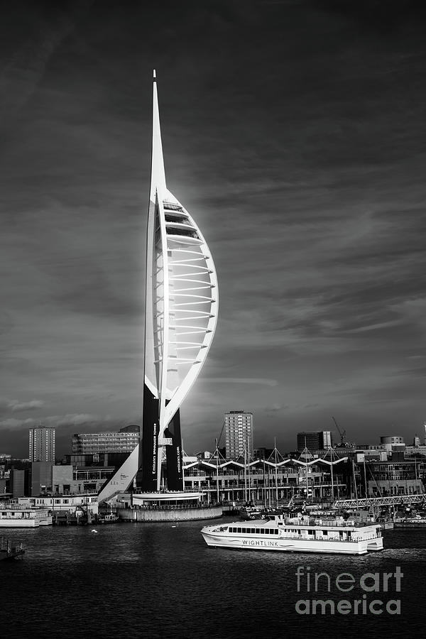 Portsmouth Spinnaker Tower and a Wightlink Ferry Photograph by Peter Noyce